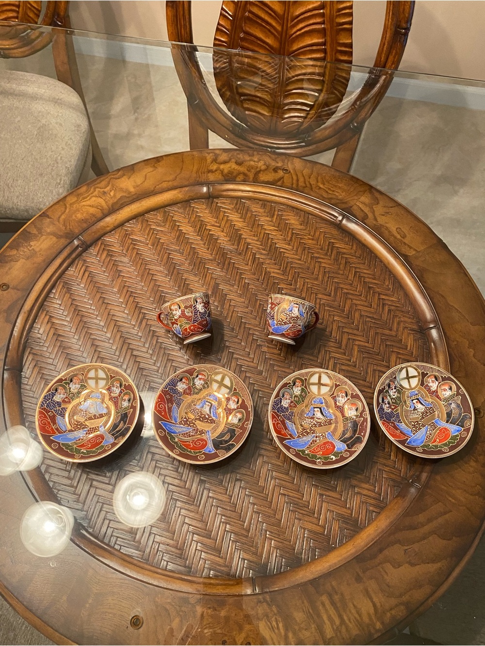 Vintage Japanese Satsuma Moriage Immortals
Teacup & Saucer Lot
